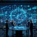 Enterprise data network hologram and strategic analysis in an executive boardroom